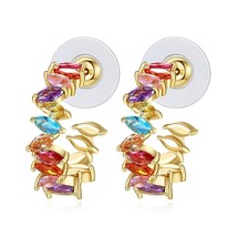 New Fashion Rainbow CZ Stud Earrings for Women Jewelry Cuff Boucle D&#39;Oreille Fem - £9.80 GBP