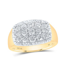 10kt Yellow Gold Mens Round Diamond Fluted Cluster Ring 1-1/2 Cttw - £1,758.42 GBP