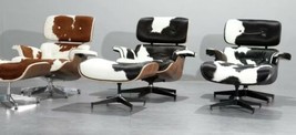 Lounge Chair &amp; Ottoman - Real Cowhide Leather Armchair - Made to Order - £1,387.15 GBP