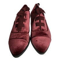 Nine West Lace Up Velvet Oxford Shoes Size 8M Burgundy Pointed Toe Casual - $37.09
