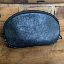 Leather Luxury Cosmetic Bag pebbled quality soft zip top Made in CT, USA Black - £30.36 GBP