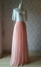 Peach Pink Tulle Skirt Outfit Wedding Custom Plus Size Floor Length Tulle Skirt image 4