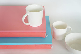 Sofa tray with cozy pillow, Serving tray, Laptop stand- aqua blue tray with ligh - £38.75 GBP