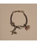Brighton Beverly Glam Mesh Silver Charm Bracelet Hearts Butterfly Las Ve... - $739.21 MXN
