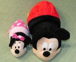Disney Flip A Zoo Plush Lot Mickey Minnie 15&quot; &amp; 10&quot; Stuffed Animals Reversible - £12.73 GBP