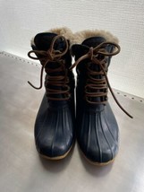 EUC SPERRY Top Sider Navy and Charcoal Quilted Boots SZ 8M - £46.32 GBP