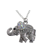 Alloy Metal Clear Crystal Animal Shape Cute Elephant Charm Necklaces - $145.63 MXN