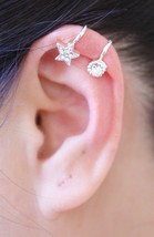 1 Piece Clip On Ear Bone Cuff Earring Star,Heart,Flower Silver,Gold Men Women - £3.15 GBP