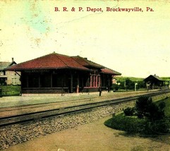BR&amp;P Railway Railroad Depot Station Brockwayville PA 1913 Postcard - £14.24 GBP
