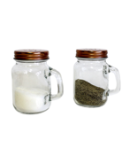 Salt and Pepper Shaker Set Mason Jar (Clear Glass) Vintage Inspired Design - £8.68 GBP
