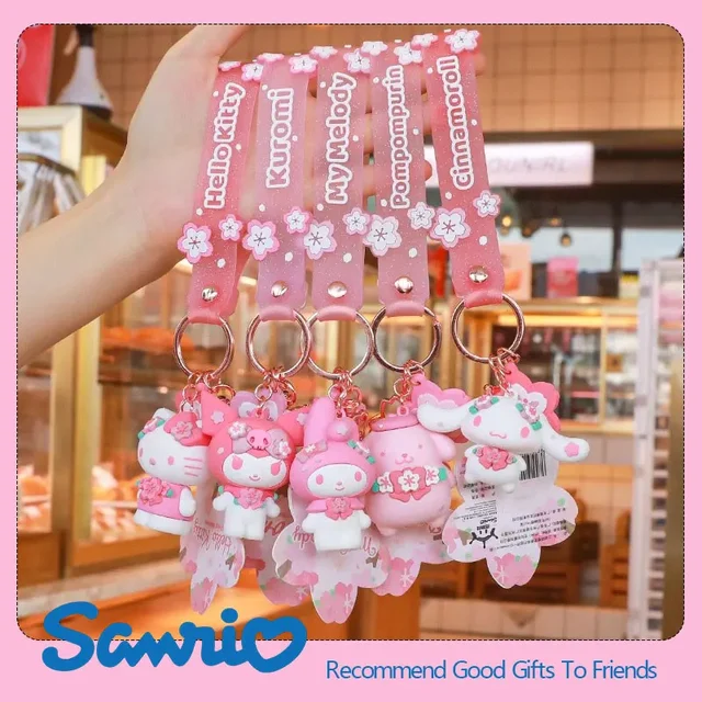 Sanrio Cartoon Animal Kuromi Hello Kitty Cinnamoroll Melody Pendant Keyc... - $6.93