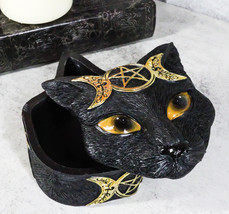 Wicca Magic Black Cat With Triple Moon Goddess Symbol Decorative Jewelry Box - £16.50 GBP