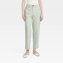 Women&#39;s High-Rise Faux Leather Ankle Trousers - A New Day Light Green 4 - £19.65 GBP