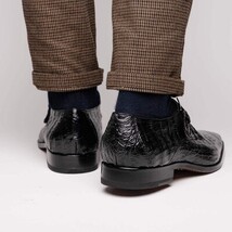 genuine caiman crocodile dress monk strap Shoes Rovigo Black image 8
