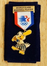 1984 Los Angeles Olympics Souvenir Pin Badge World Class Baseball Player - $18.80