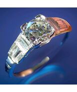 Earth mined Diamond European Engagement Ring Antique Art Deco Platinum S... - $6,170.25