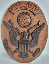 Vtg Hand Carved Wood Seal of the United States Plaque Honduras 14&quot;x10.5&quot; - $59.40
