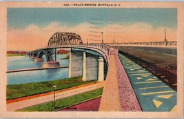 Peace Bridge Buffalo Linen New York Postcard 1942 - £7.69 GBP