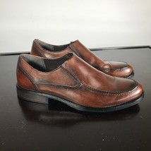 CHAPS Sz US 10 M  Brown Leather Apron Toe Slip On  Dress &amp; Casual Men. N... - £18.17 GBP