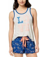 Jenni by Jennifer Moore Womens Graphic-Print Contrast-Trim Pajama Tank S - £9.49 GBP