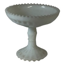 Milk Glass Windsor Pattern Beaded Rim Panelled Stem Compote by Jeannette... - £20.23 GBP