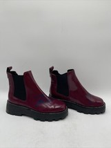 Karl Lagerfeld Women Patent Leather Chelsea Booties Plum Size 7M/37.5 - £48.35 GBP