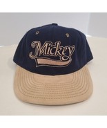 Mickey Mouse Script Font Vintage Disney Snapback Hat Ball Cap Blue Gold USA - £11.16 GBP