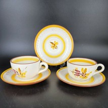 VTG Stangl Pottery Provintial Tea Cups &amp; 3 Saucers with flaws (stains, c... - $17.32