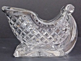 Clear Cut Glass Christmas Sleigh for Nuts Mints Etc Heavy  7&quot; x 4 1/4&quot; x... - £11.02 GBP