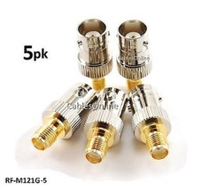 5-Pack Bnc Female To Gold-Plated Sma Female Coaxial Rf Adapter, - £25.29 GBP