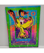 Vintage Disney Pluto Dawg Electric 3-Ring Folder Portfolio 90s Mead Neon - $107.73 MXN