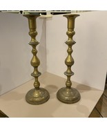 Vintage Pair of Polished Solid Brass Heavy Duty Candlesticks - $17.44