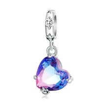 2024 New Charm S925 Murano Glass Heart Dangle Fit Bracelet and Necklace - £8.65 GBP