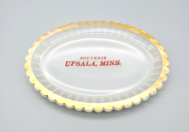 Vintage Clambroth Souvenir Glass Dish tray Upsala Minnesota Scalloped Edge VG - £7.65 GBP