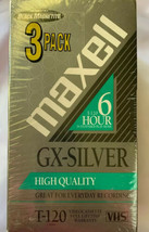 3 Pack GX-SILVER Maxell Blank Vhs Video Cassette Tapes T-120 6-Hour Sealed - $12.99