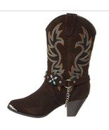 Dingo Victoria Brown Suede Leather Western Cowboy Boots Stitching Bead S... - £75.05 GBP