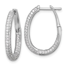 Silver  CZ In/Out Hinged Post Hoop Earrings QE12277 - £66.03 GBP