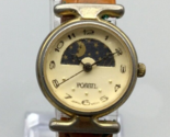 Fossil Watch Women 22mm Gold Tone Moon Phase Leather Band New Battery - $24.74