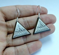 Moroccan Tuareg Earring Silver And Ebony Jewelry Vintage Berber Handmade African - £38.95 GBP