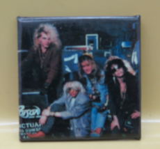 Poison 80s Hair Band Photo  Pinback Square Classic Band Button 1 1/2&quot; - £5.56 GBP