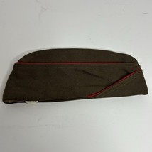 WWII WW2 Era Garrison Wool Cap Hat Size 7 1/8 Piping Red Society Brand Co - $23.63