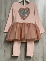 Girls 18 month Dress &amp; Leggings Pink Layered Petticoat Bling Stretch Long Sleeve - £8.79 GBP
