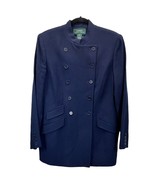 Lauren Ralph Lauren Womens Overcoat Jacket Blue Size 10 Worsted Wool Mid... - £56.09 GBP