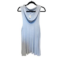 Free People We the Free NWT Cowl Neck Waffle Sleeveless Trapeze Tank Blu... - £14.89 GBP