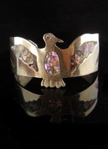 Vintage Mexican bracelet - Bikers Eagle cuff - abalone mosaic - womens jewelry - - £98.29 GBP