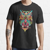  Bright Colorful Owl Black Men Classic T-Shirt - £13.39 GBP