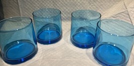 Vintage Blue Colored Glasses Flat Bottom Rocks Manhattan Cocktail Simplistic MOD - £14.76 GBP