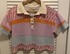 Free People Patchwork Oversized Hippie Hipster Boxy Tomgirl Button Crop ... - $28.99