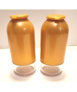 Tupperware SALT &amp; PEPPER Shaker Set #2314A-1 Gold Clear Press Top 4 Inch... - $14.99