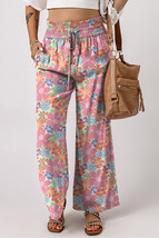 Pink Floral Smocked Waist Loose Pants - $309.40 MXN